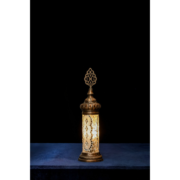Table lamp-cylinder, white mosaic